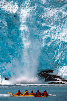 Holegate Glacier calving with kayaks. Image 368.